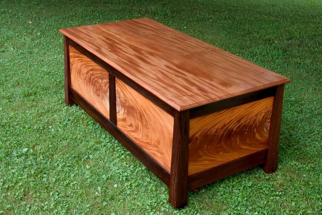 This desk design has become one of our line of signature desks, usually commisioned with extremely unique panels. We top these desks out with single boards or bookmatched pairs.